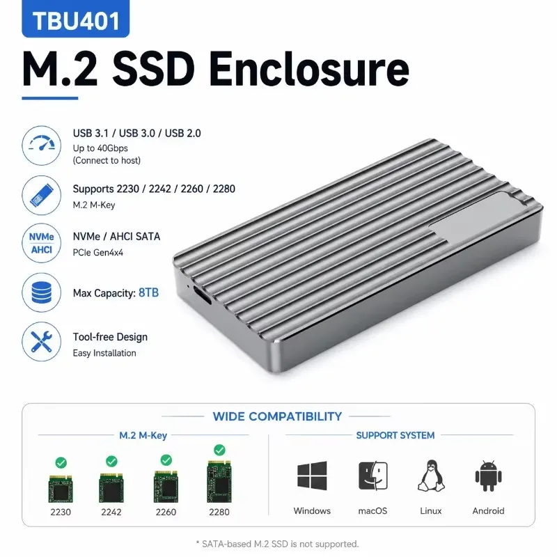 AP01 アルミニウム製 M.2 NVMe SSD エンクロ - Usb4 40Gbps External Ssd 8Tb のレビューと価格